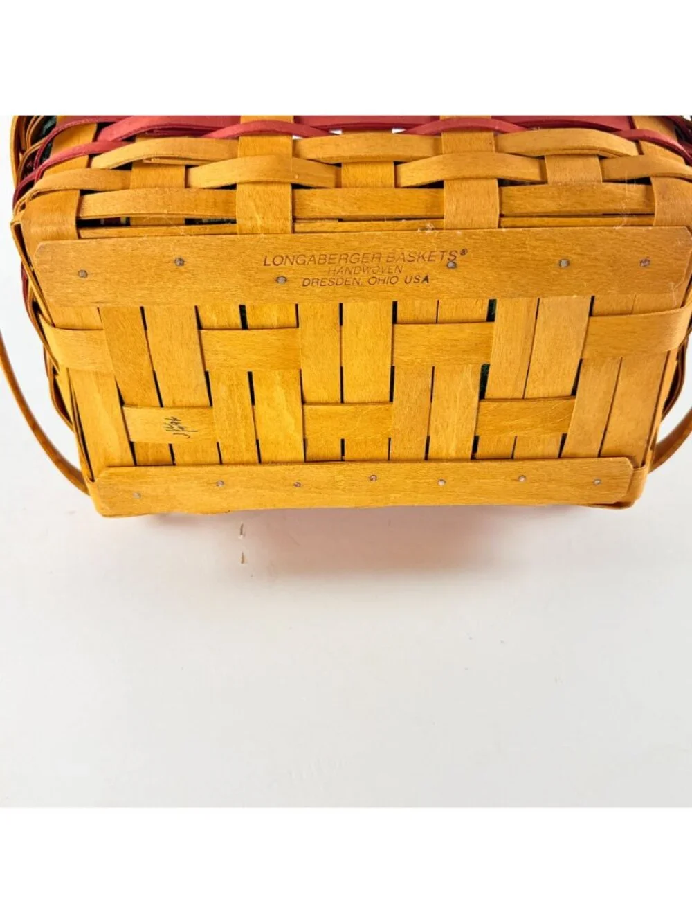 Longaberger 1996 Christmas Holiday Cheer Basket W/ Protector & Fabric Liner USA